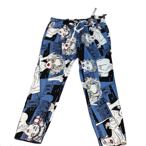 CHARLIE B Blue White Fun Graphic Pant NWT L XL - Picture 2 of 7